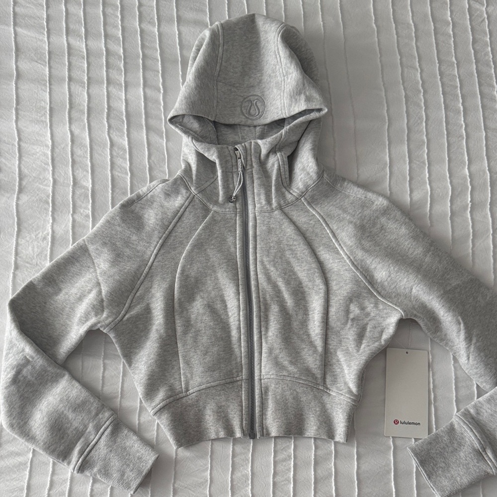 NWT Lululemon Scuba Full-Zip Cropped Hoodie in Heathered Grey Size 4